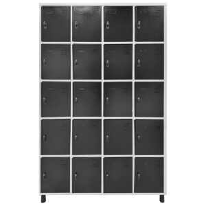 Roupeiro de Aço Premium 20 Portas Cinza e Preto
